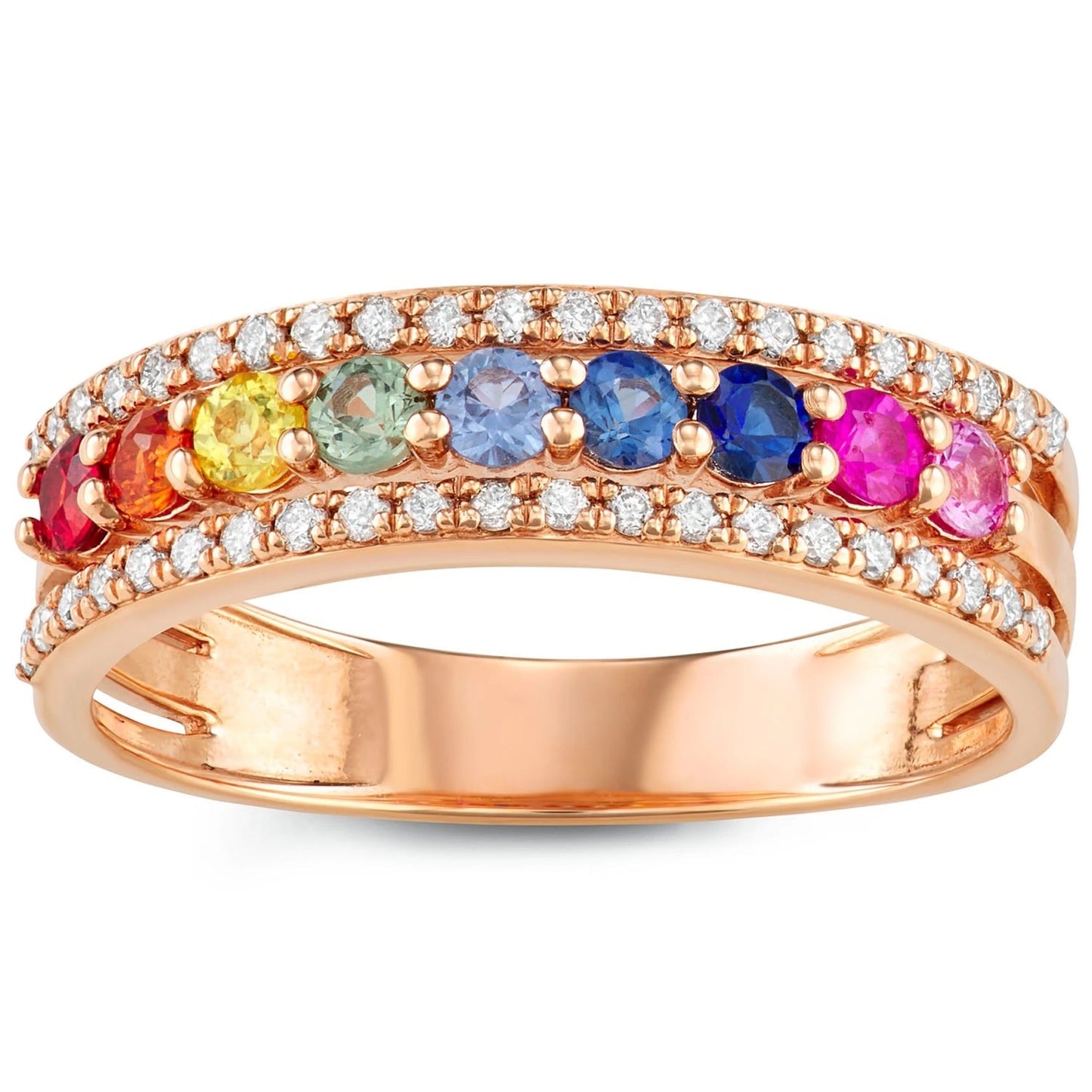 Multi-Color Sapphire And Diamond Ring Cushionblue