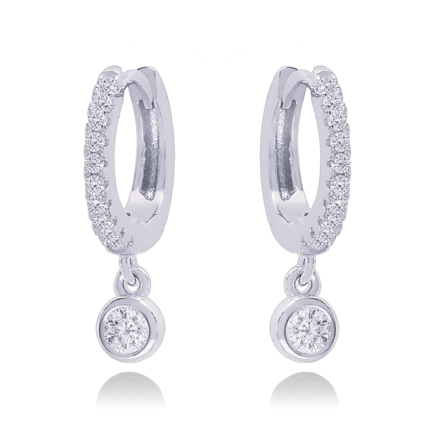 14K Solid Bezel Diamond Dangle Earrings Cushionblue
