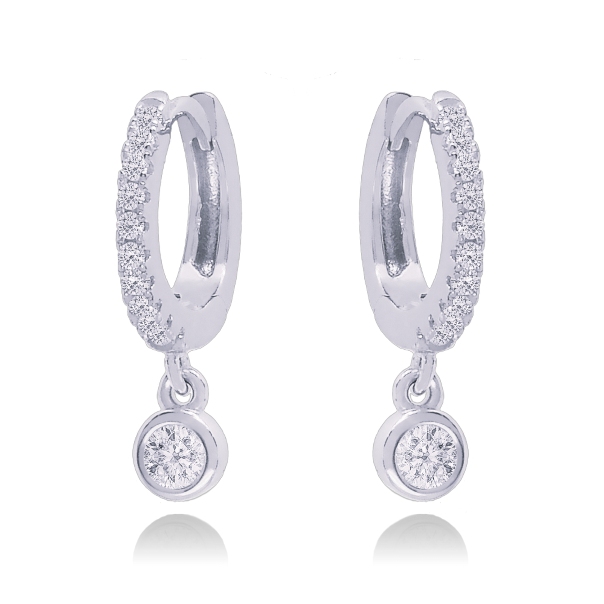 14K Solid Bezel Diamond Dangle Earrings Cushionblue