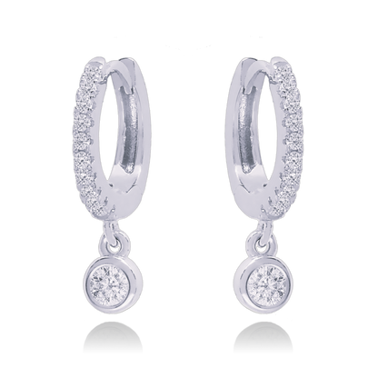 14K Solid Bezel Diamond Dangle Earrings Cushionblue