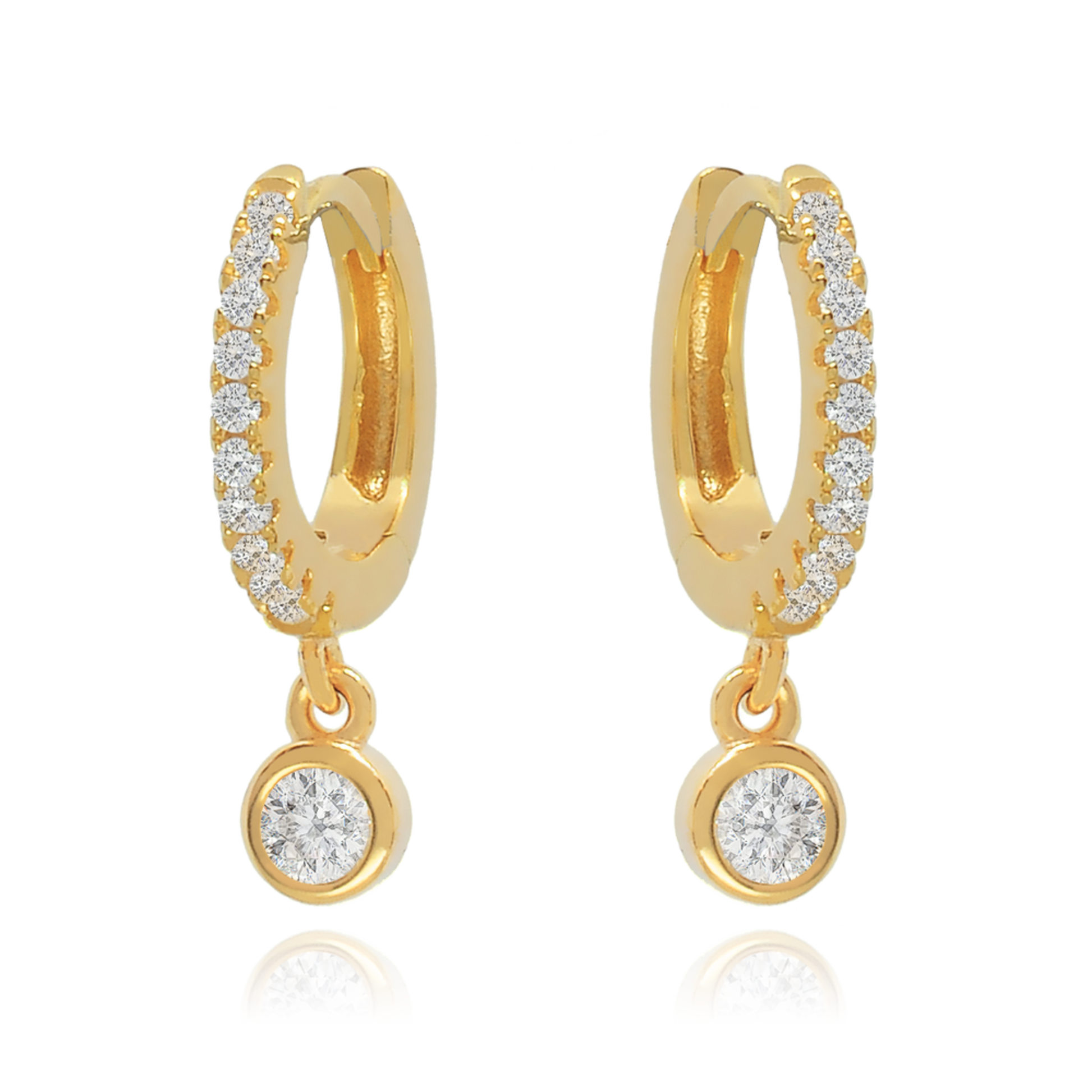 14K Solid Bezel Diamond Dangle Earrings Cushionblue