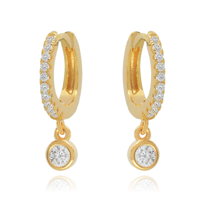 14K Solid Bezel Diamond Dangle Earrings Cushionblue