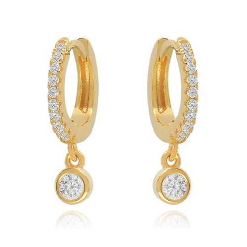 14K Solid Bezel Diamond Dangle Earrings Cushionblue