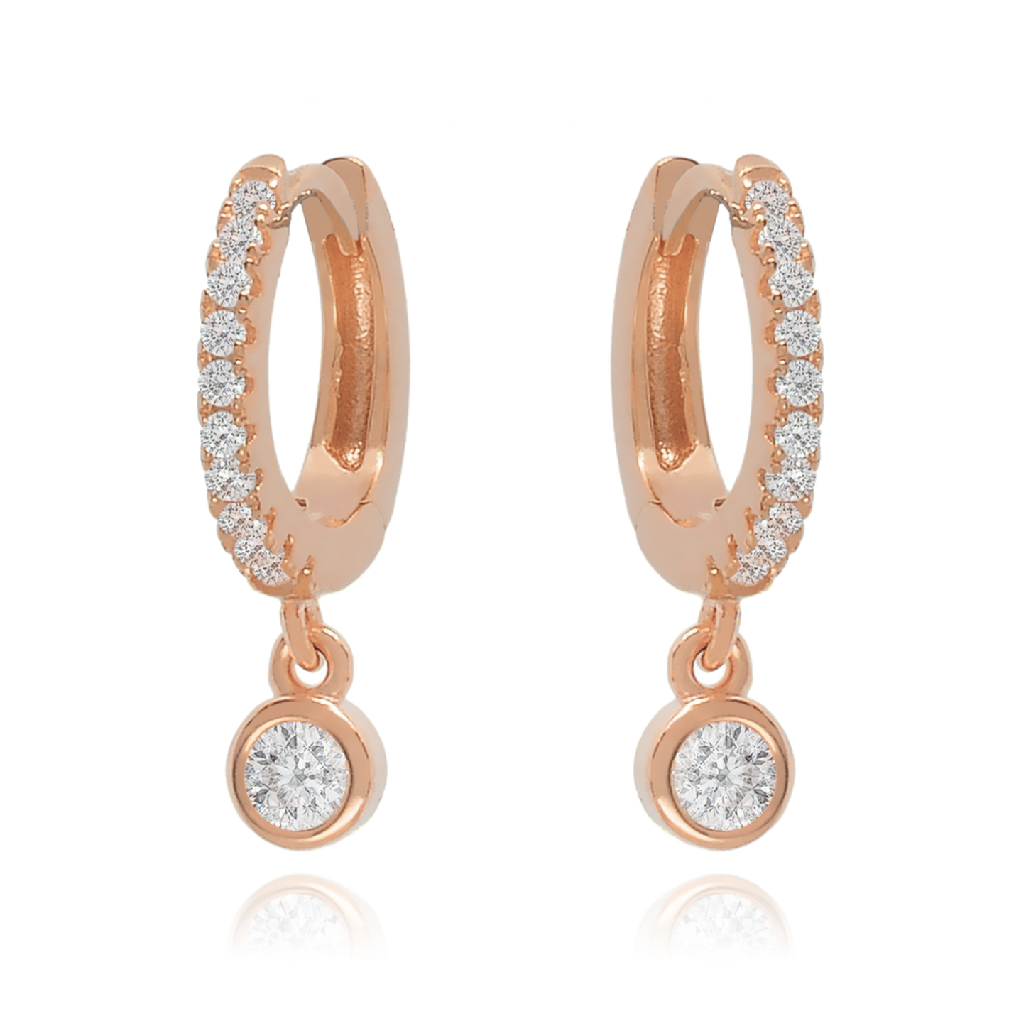 14K Solid Bezel Diamond Dangle Earrings Cushionblue