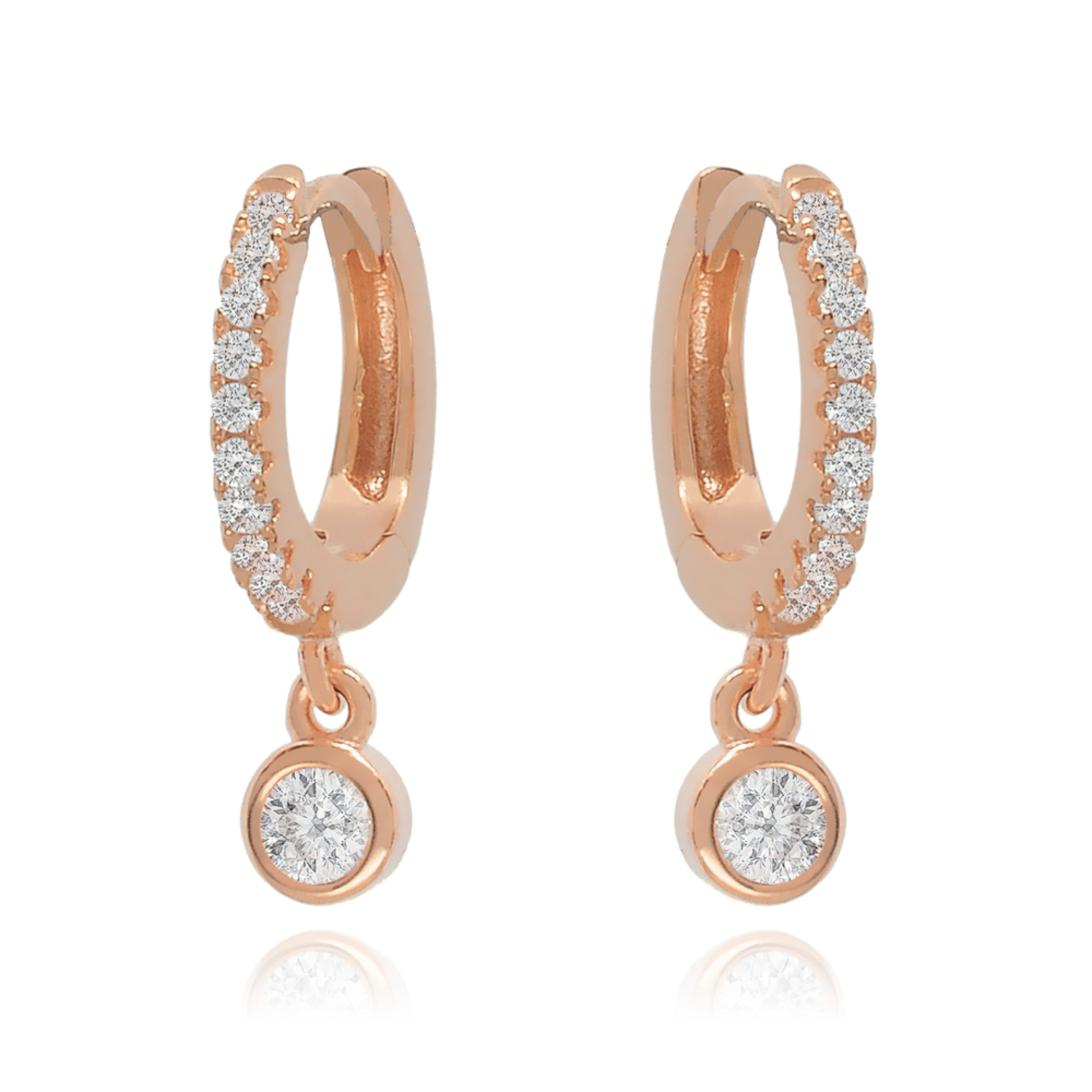 14K Solid Bezel Diamond Dangle Earrings Cushionblue