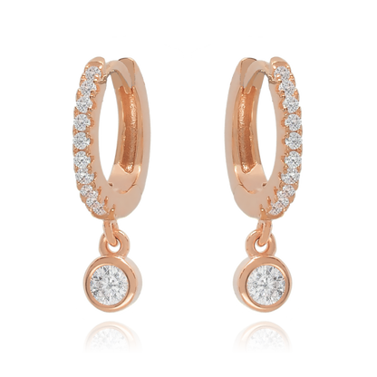 14K Solid Bezel Diamond Dangle Earrings Cushionblue