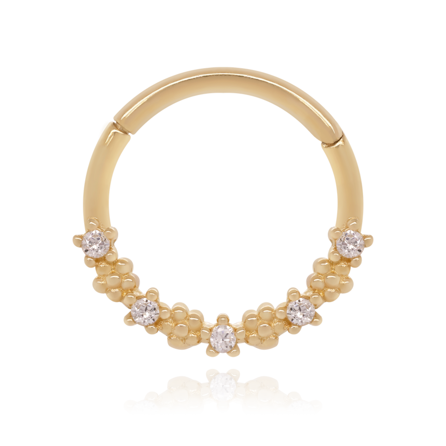 14K Solid Gold Lush Hoop Earring, Diamond (0.08ct) Septum Earring. Cushionblue