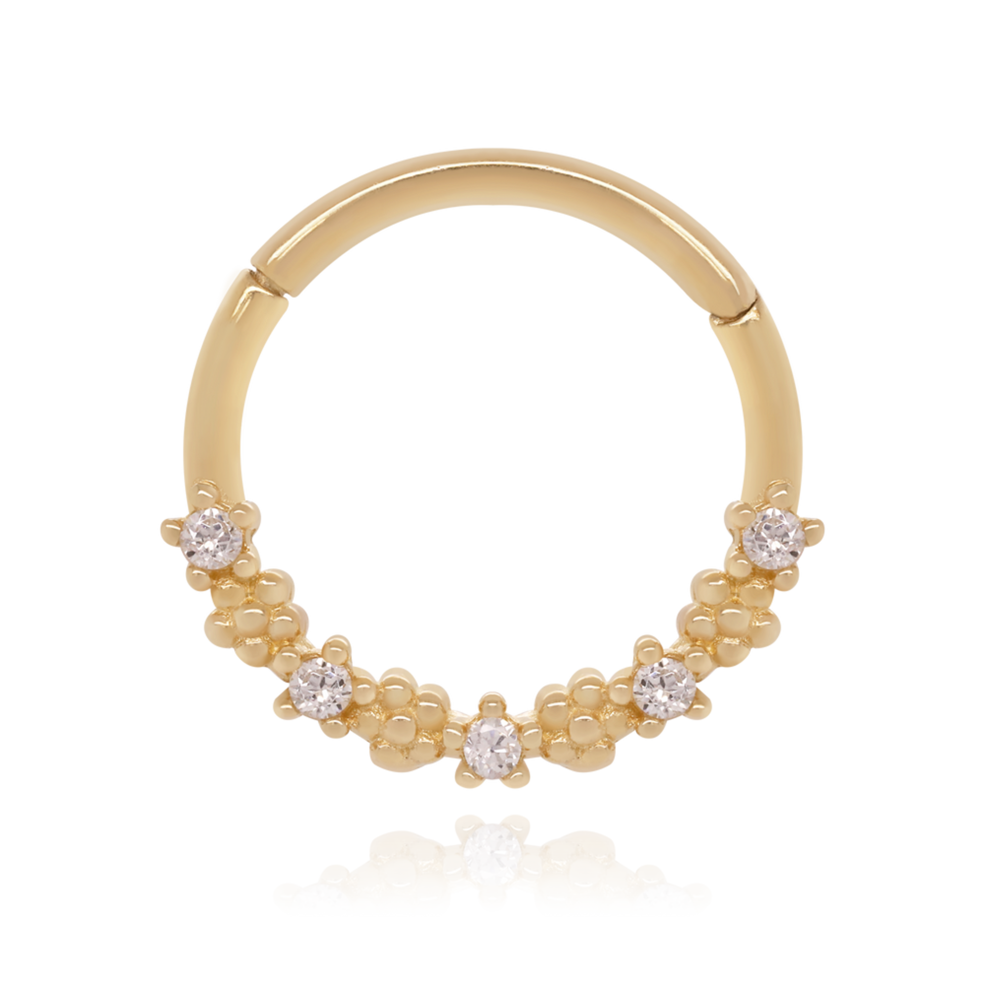 14K Solid Gold Lush Hoop Earring, Diamond (0.08ct) Septum Earring. Cushionblue
