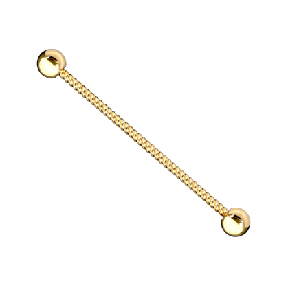 14K Solid Gold Entwine Industrial Piercing, Cushionblue