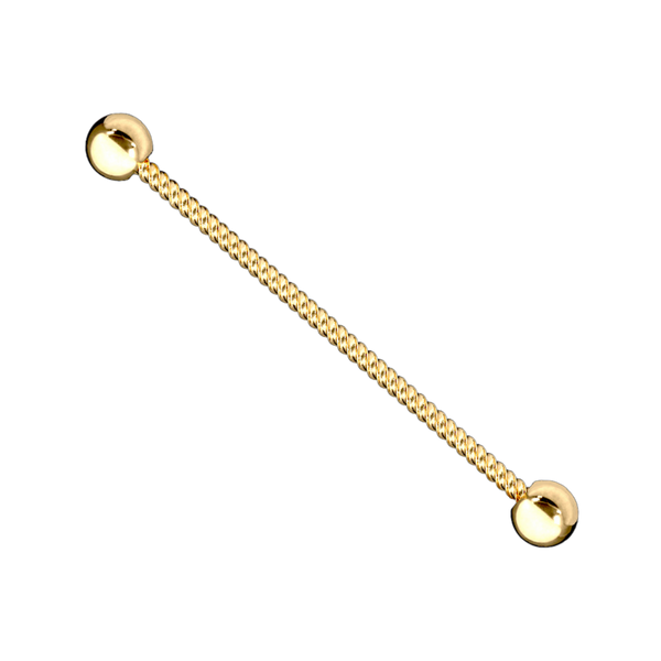 14K Solid Gold Entwine Industrial Piercing, Cushionblue
