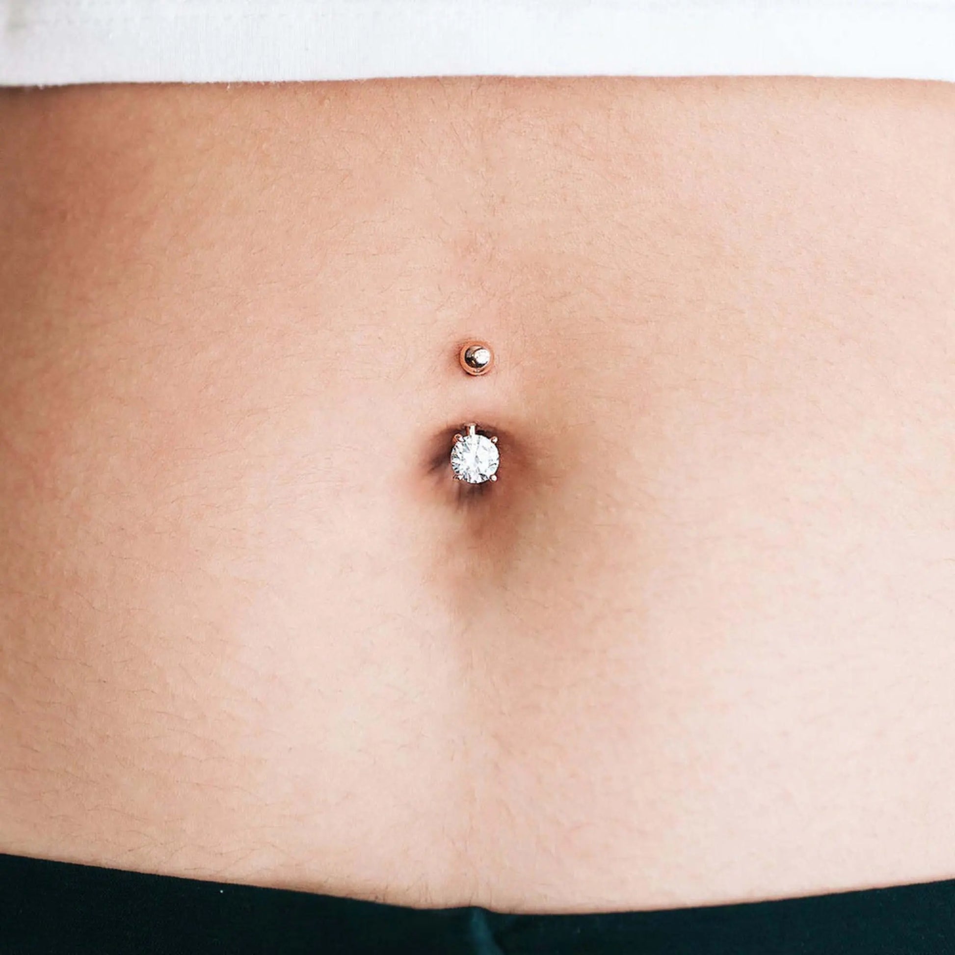 14k Solid Gold Round Diamond Belly Piercing Cushionblue