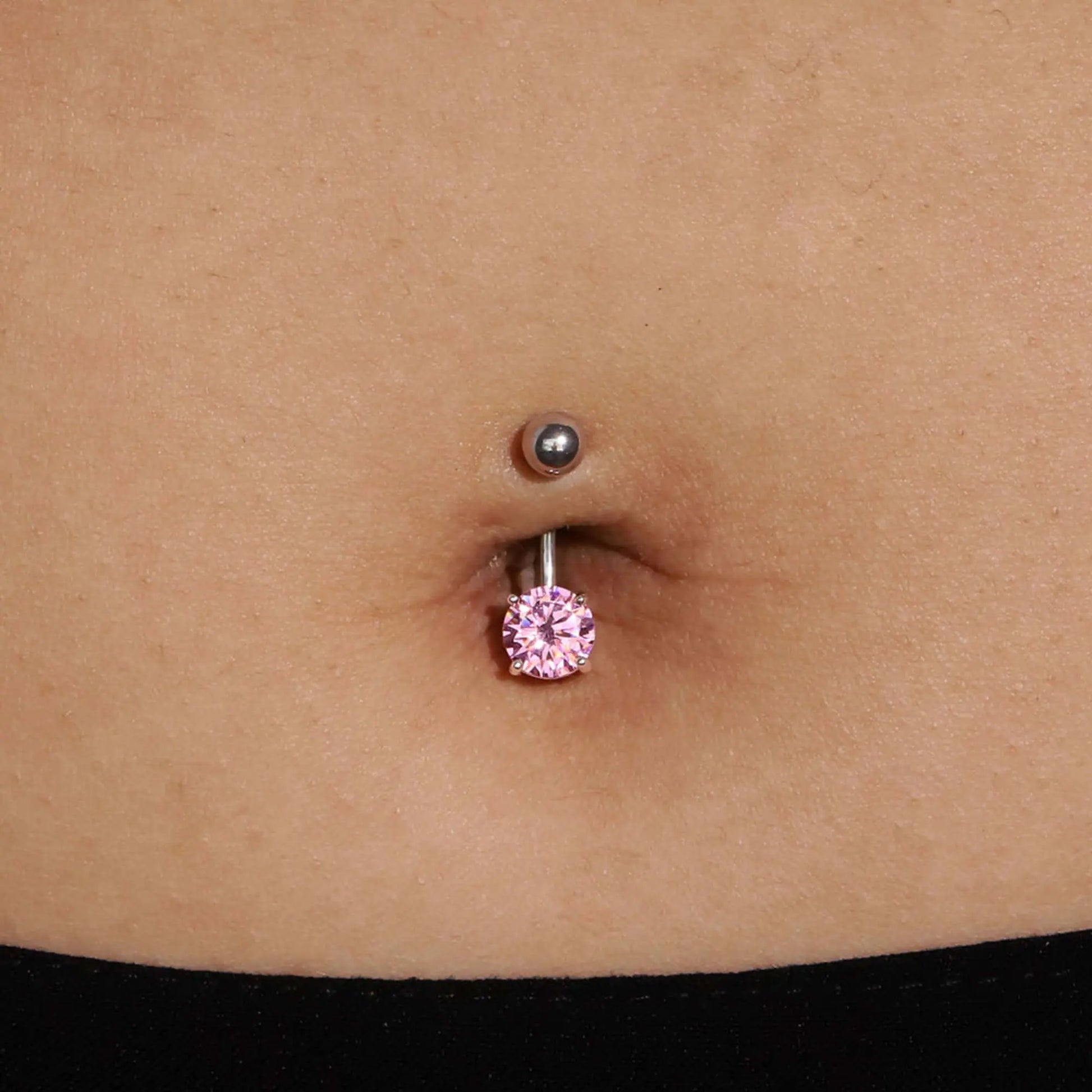 14k Solid Gold Round Diamond Belly Piercing Cushionblue