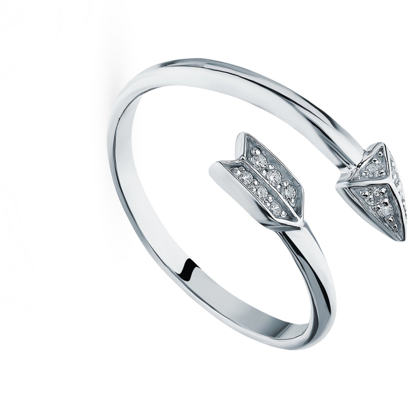 Solid Gold Diamond (0.06ct) Arrow Ring, Brilliant Cut Adjustable Ring, Snake Jewelry. Cushionblue