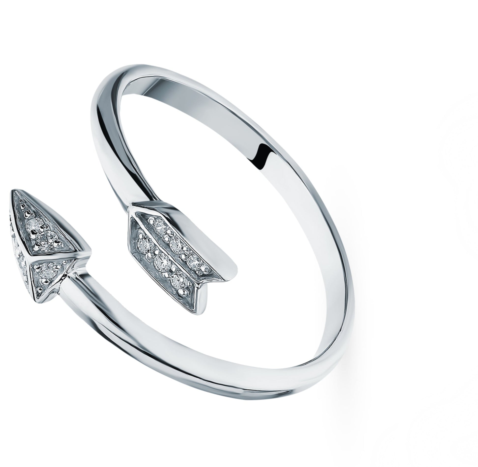 Solid Gold Diamond Arrow Ring Cushionblue