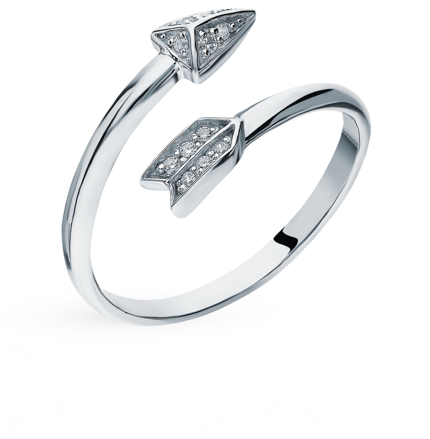 Solid Gold Diamond Arrow Ring Cushionblue