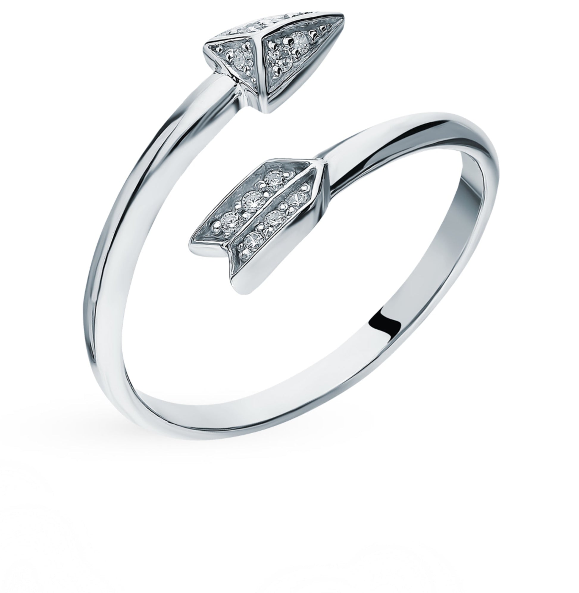 Solid Gold Diamond Arrow Ring Cushionblue