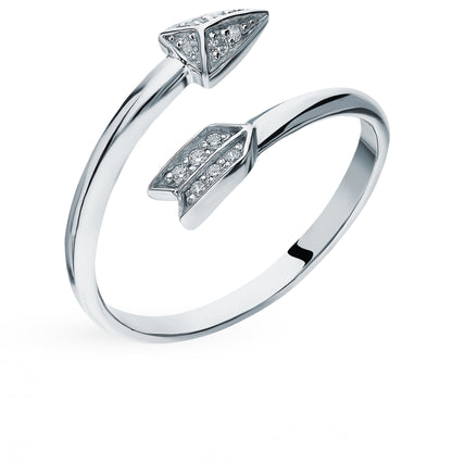 Solid Gold Diamond Arrow Ring Cushionblue