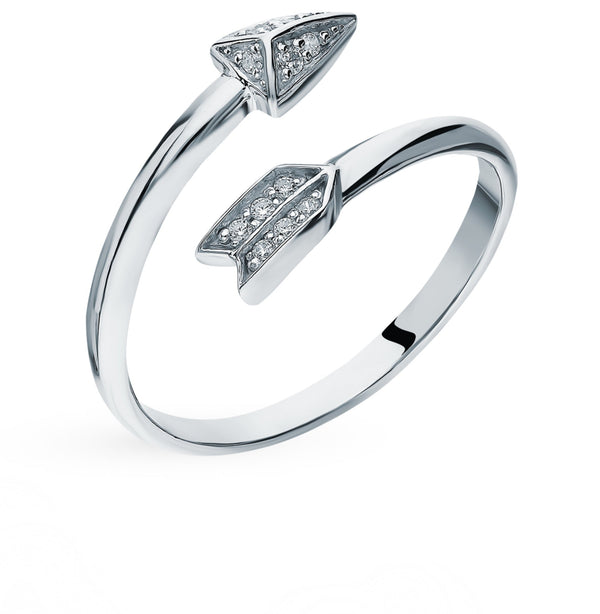 Solid Gold Diamond Arrow Ring Cushionblue