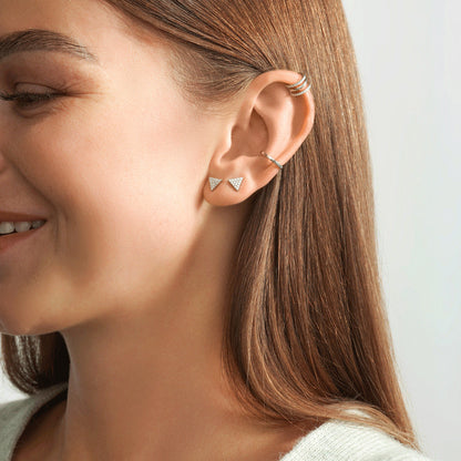 14K Gold Diamond (0.12ct) Ear Cuff Triple Conch Wrap. Cushionblue