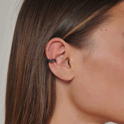 14K Solid Gold Black Diamond Ear Cuff Cushionblue