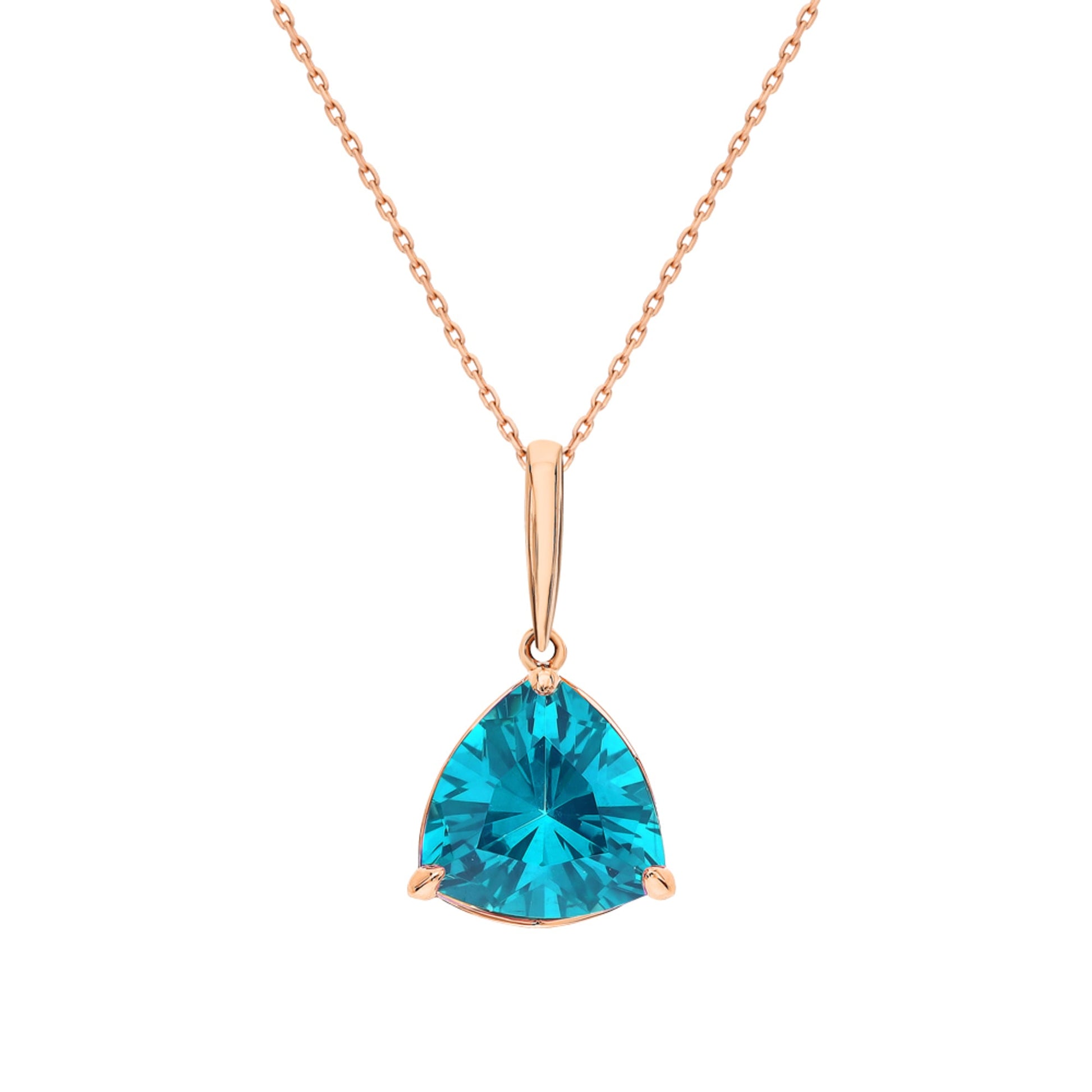 14k Gold Paraiba Blue Triangle Gemstone Pendant Cushionblue