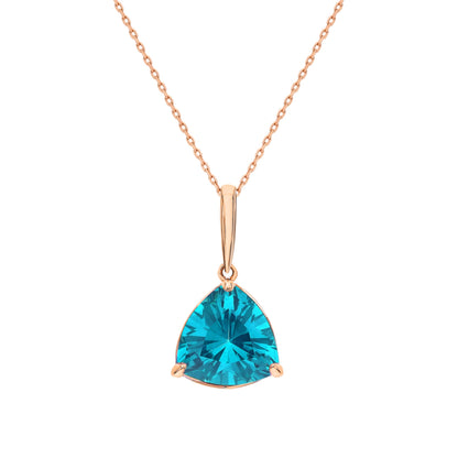 14k Gold Paraiba Blue Triangle Gemstone Pendant Cushionblue