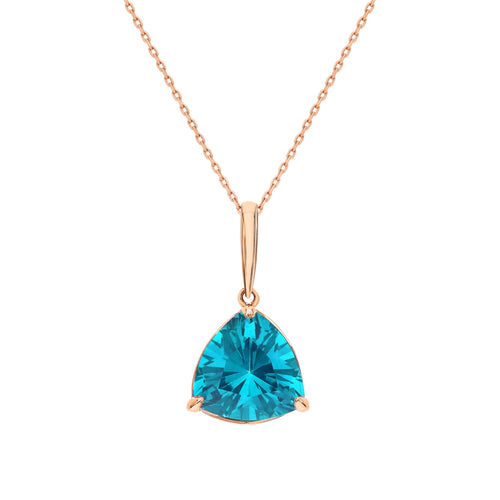 14k Gold Paraiba Blue Triangle Gemstone Pendant Cushionblue
