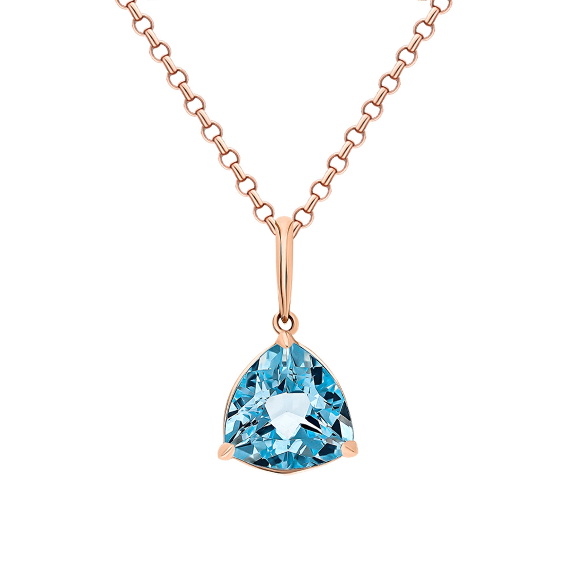 14k Gold Paraiba Blue Triangle Pendant, Tourmaline  Trillion shape Necklace. Cushionblue