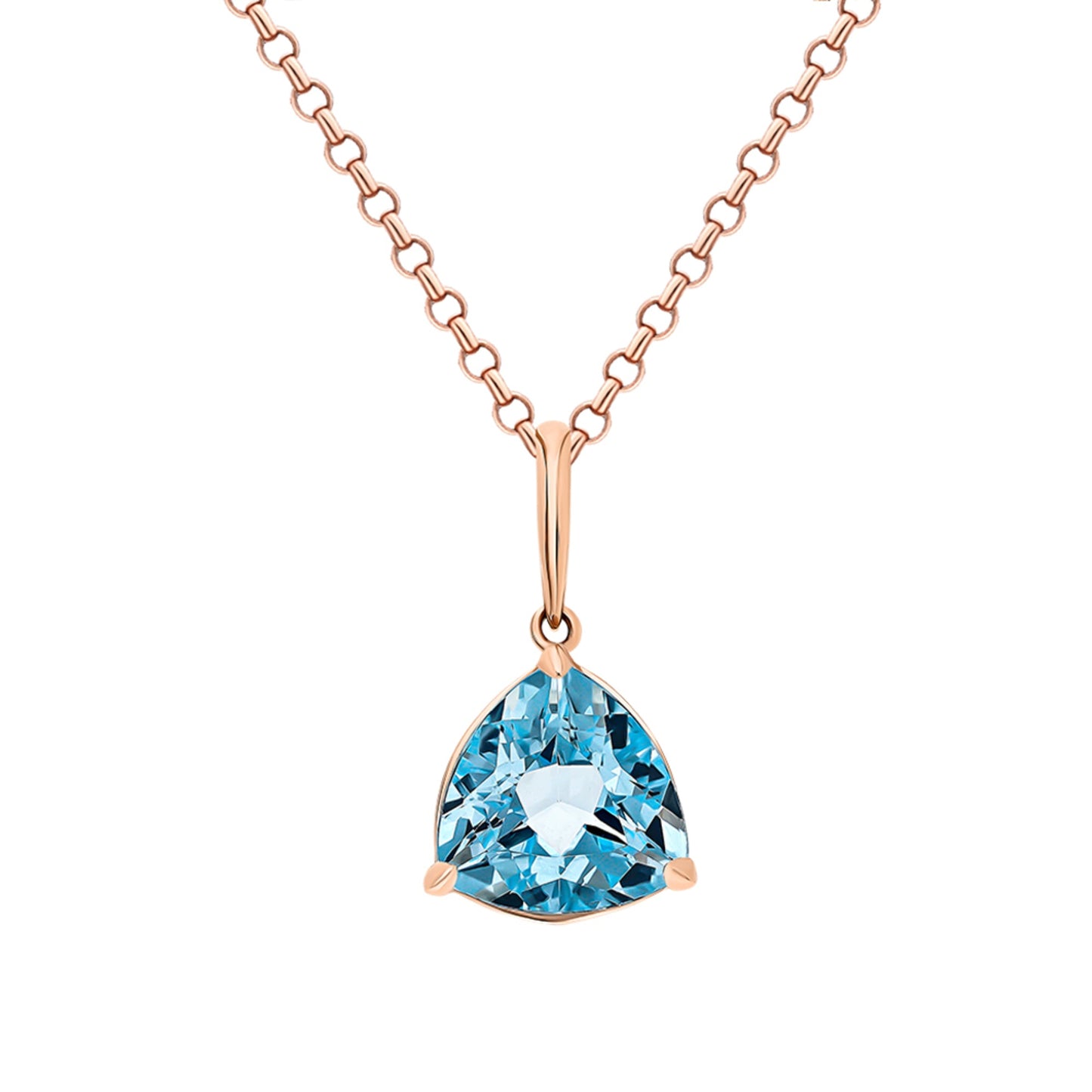 14k Gold Paraiba Blue Triangle Pendant, Tourmaline  Trillion shape Necklace. Cushionblue