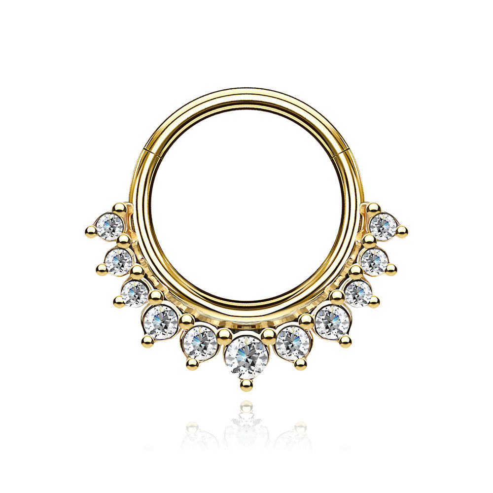 14K Solid Gold Daith Ring, Septum Conch piercing Cushionblue