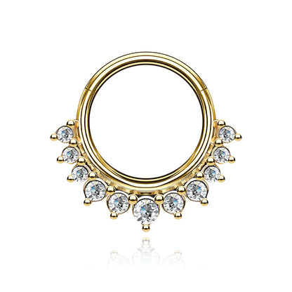 14K Solid Gold Daith Ring, Septum Conch piercing Cushionblue
