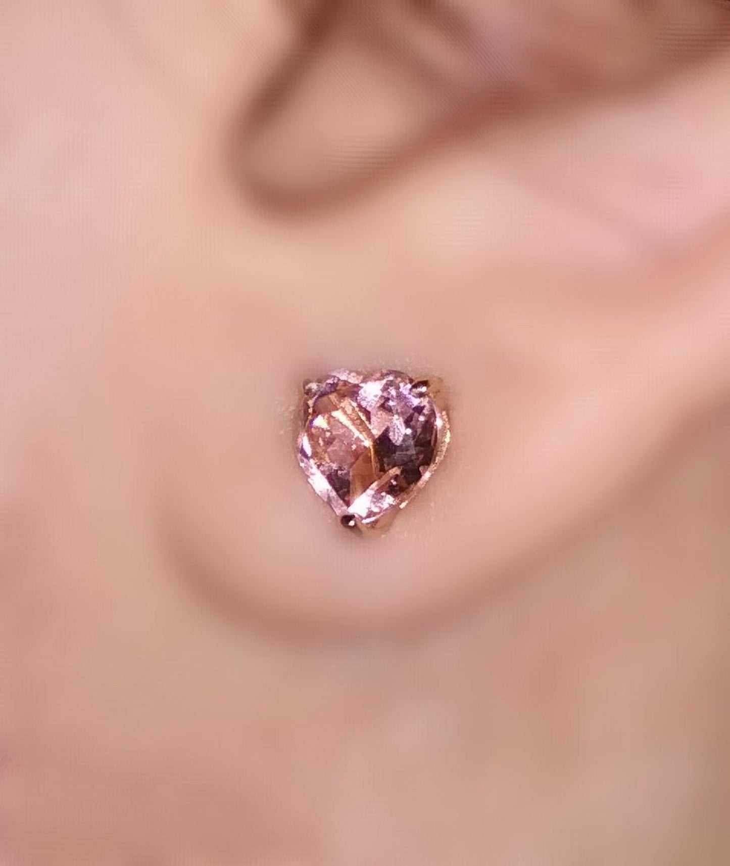14K Rose Gold 1.50ct Heart shape Morganite Earrings, Pink Gemstone Earrings. Cushionblue