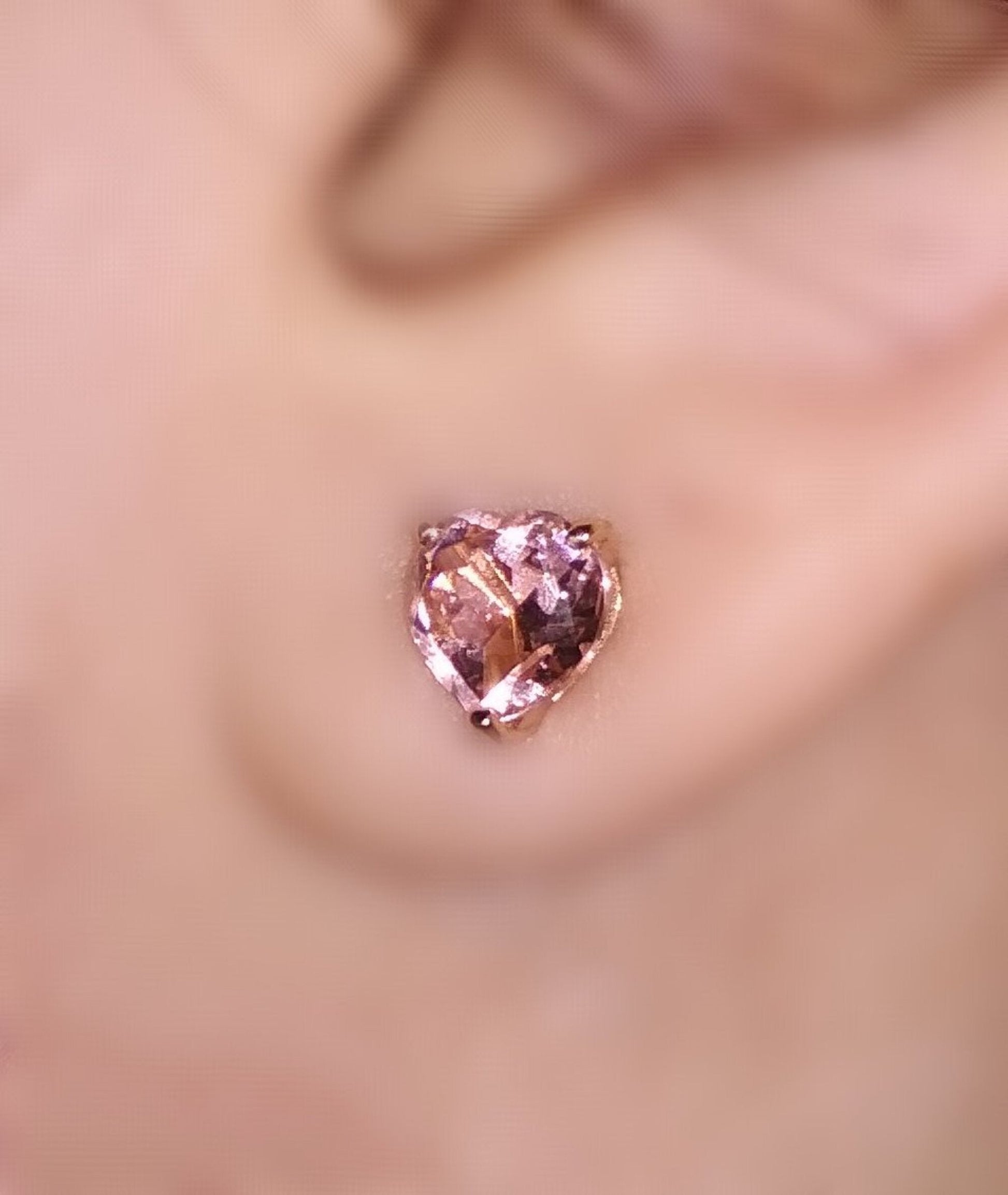 14K Rose Gold 1.50ct Heart shape Morganite Earrings, Pink Gemstone Earrings. Cushionblue