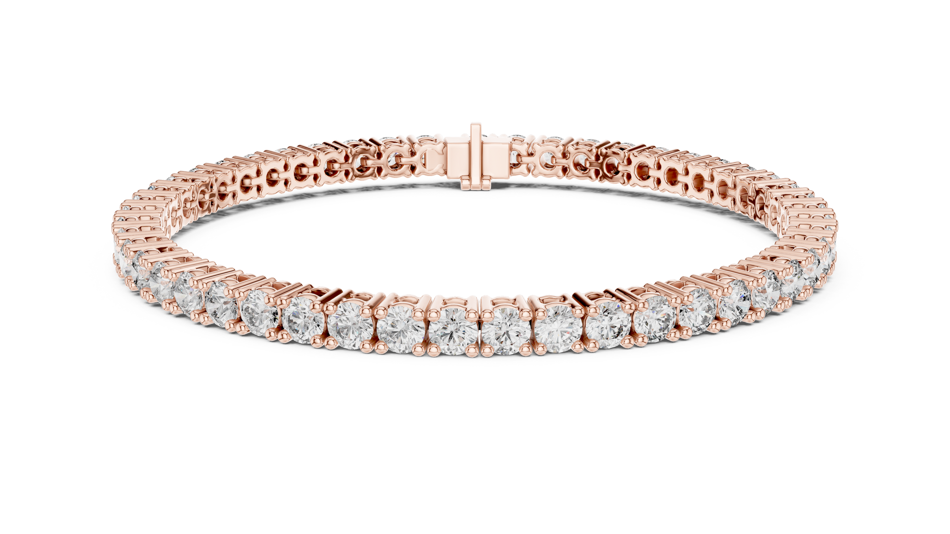 Rose Gold Round Diamond Tennis Bracelet with Prong Setting