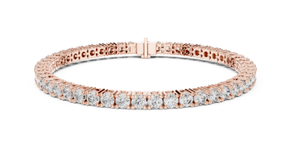 Rose Gold Round Diamond Tennis Bracelet with Prong Setting
