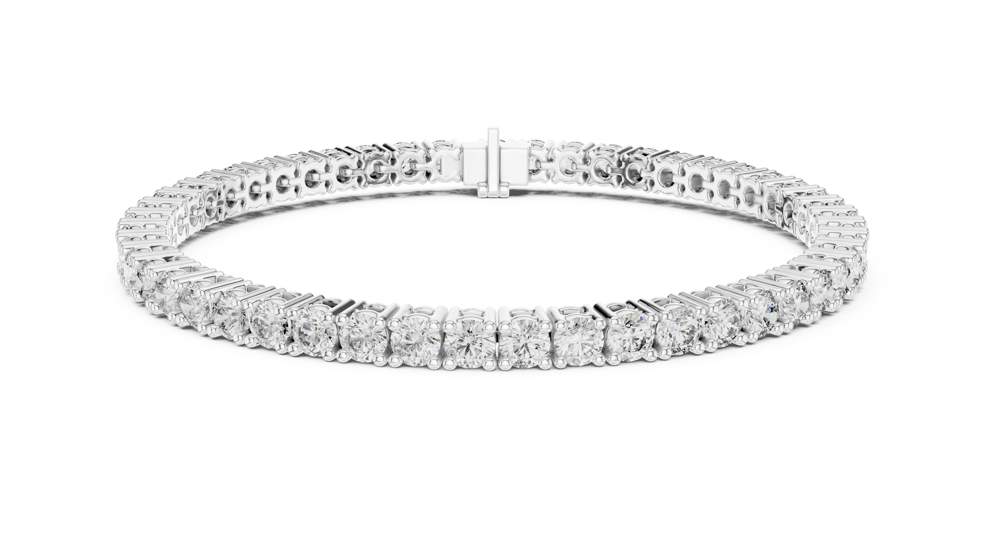 White  Gold Round Diamond Tennis Bracelet with Prong Setting