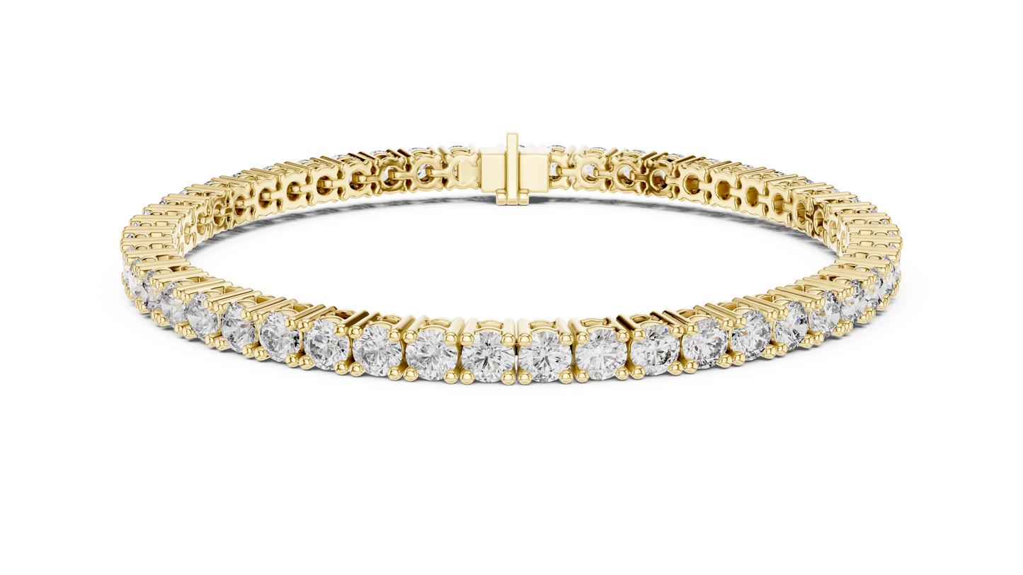 14K Gold Round Diamond Tennis Bracelet with Prong Setting