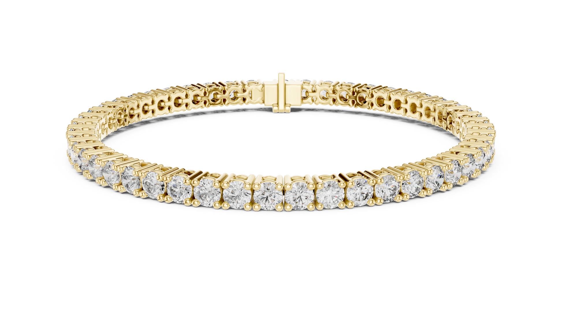 14K Gold Round Diamond Tennis Bracelet with Prong Setting
