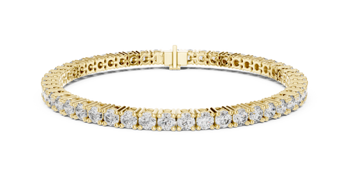 14K Gold Round Diamond Tennis Bracelet with Prong Setting