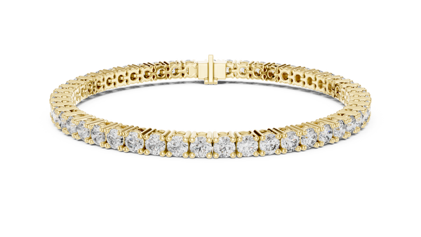 14K Gold Round Diamond Tennis Bracelet with Prong Setting