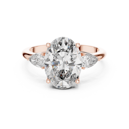 Oval Cut Three-Stone Diamond Engagement Ring in Rose Gold