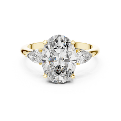 Oval Cut Three-Stone Diamond Engagement Ring in 14K Gold