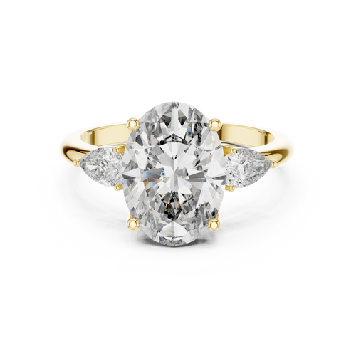 Oval Cut Three-Stone Diamond Engagement Ring in 14K Gold