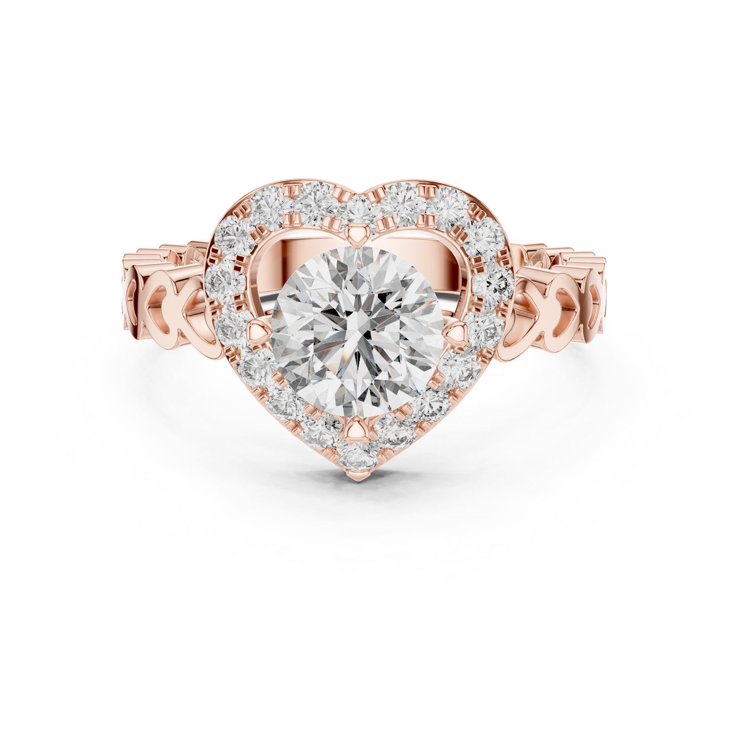 rose gold heart halo diamond ring for women engagement
