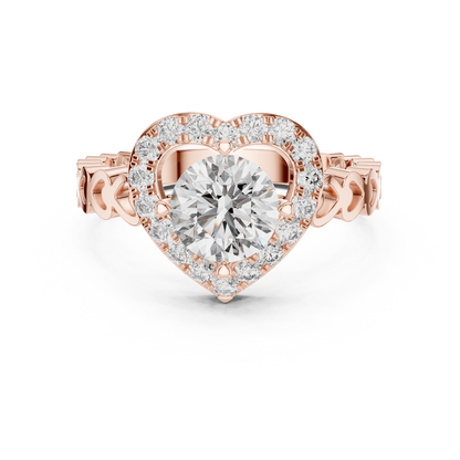 rose gold heart halo diamond ring for women engagement