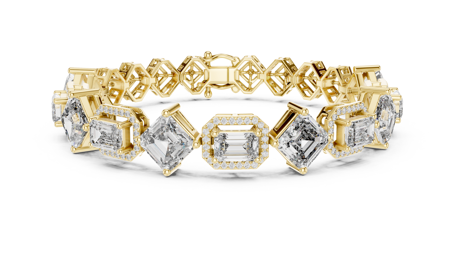 14K Gold Princess Cut Diamond Tennis Bracelet with Secure Clasp