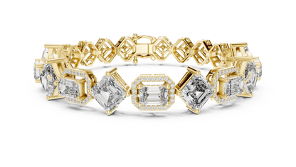 14K Gold Princess Cut Diamond Tennis Bracelet with Secure Clasp