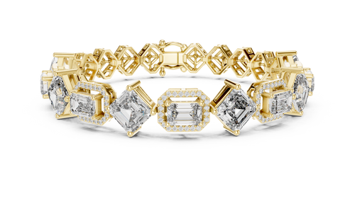 14K Gold Princess Cut Diamond Tennis Bracelet with Secure Clasp