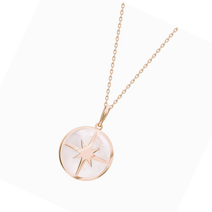 14K Gold Compass Necklace,Pearl Compass Necklace,North Star Pendant Necklace. Cushionblue