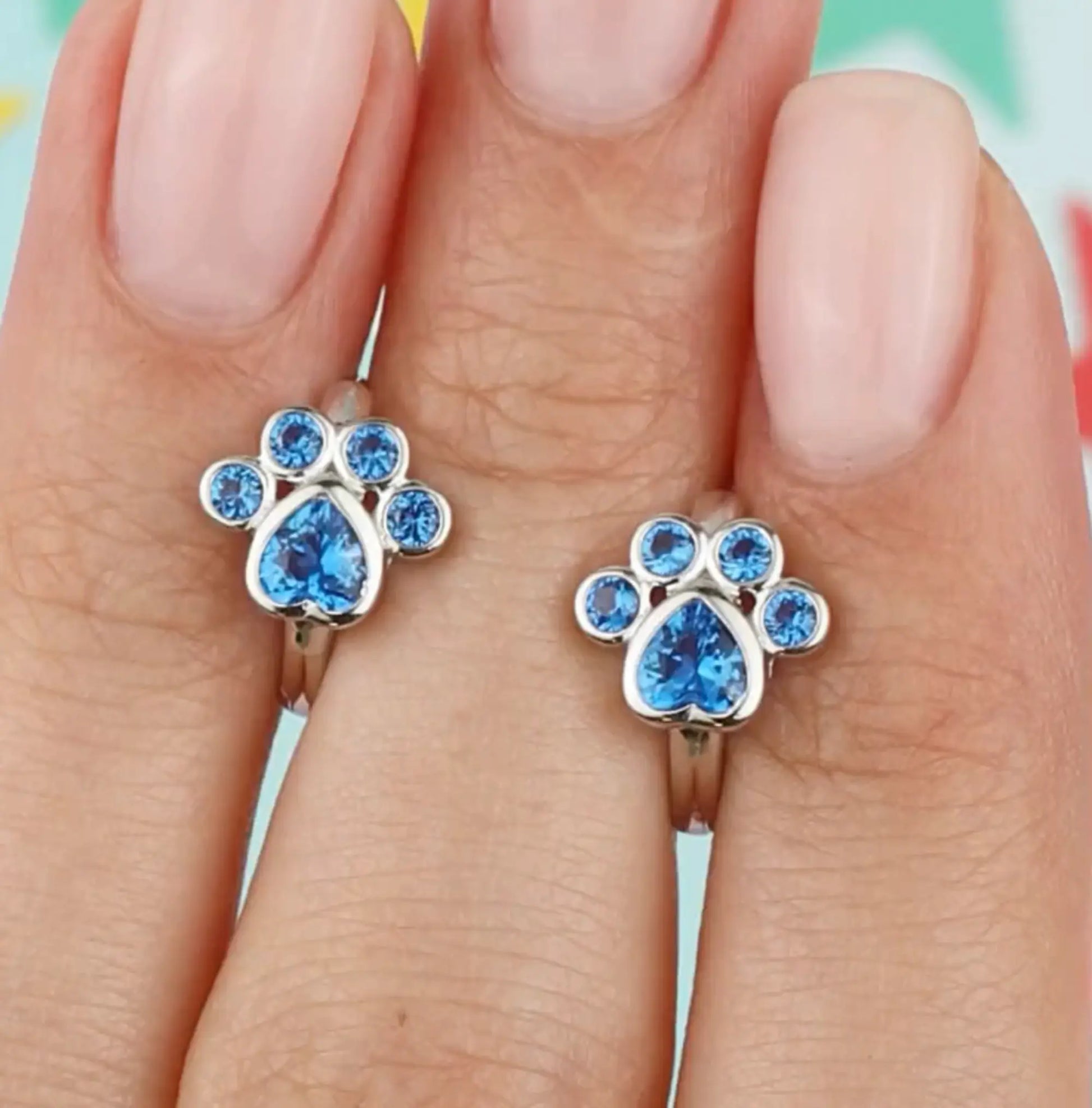 Cute Paw Apatite Gemstone Earring Cushionblue